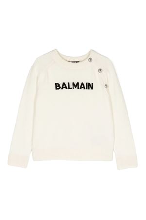 maglione in lana bianco BALMAIN PARIS KIDS | BV9B00Z2409102NE